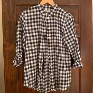 Gingham shirt.
